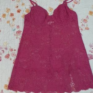Victoria's Secret Floral Lace Nightie GREAT CONDITION Fusha Color Size 36C